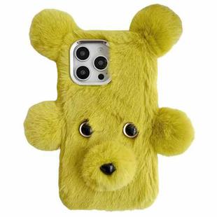 For iPhone 14 Pro Cute Plush Bear TPU Phone Case(Light Green)