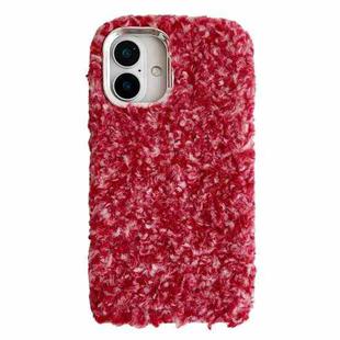 For iPhone 16 Wool Fiber Plush TPU Phone Case(Red)