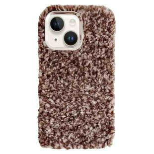 For iPhone 15 Plus Wool Fiber Plush TPU Phone Case(Coffee)