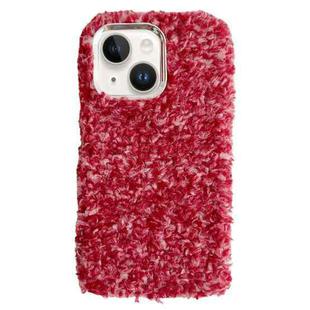 For iPhone 15 Plus Wool Fiber Plush TPU Phone Case(Red)