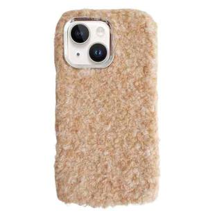 For iPhone 15 Plus Wool Fiber Plush TPU Phone Case(Beige)