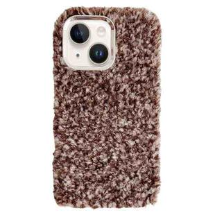 For iPhone 15 Wool Fiber Plush TPU Phone Case(Coffee)