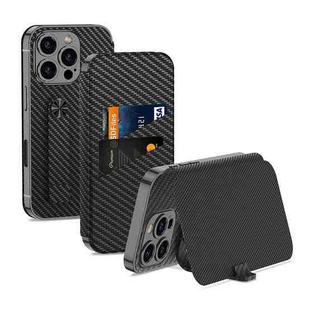 For iPhone 16 Pro Max GKK Plating Phantom Flip Leather MagSafe Phone Case(Carbon Fiber)