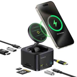 Baseus MagPro Series II 7 in 1 HUB Docking Station Magnetic Wireless Charger 15W(Black)