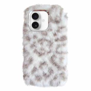 For iPhone 16 Plus Leopard Print Plush TPU Phone Case(Coffee)