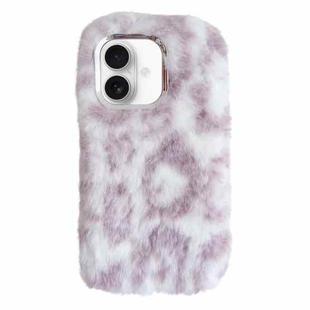 For iPhone 16 Plus Leopard Print Plush TPU Phone Case(Purple)