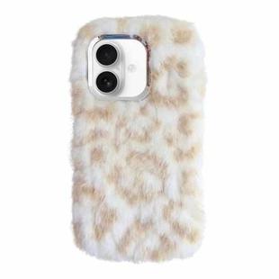 For iPhone 16 Plus Leopard Print Plush TPU Phone Case(Light Yellow)