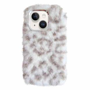 For iPhone 15 Plus Leopard Print Plush TPU Phone Case(Coffee)