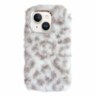 For iPhone 14 Plus Leopard Print Plush TPU Phone Case(Coffee)