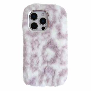 For iPhone 14 Pro Leopard Print Plush TPU Phone Case(Purple)