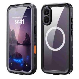 For iPhone 17 RedPepper Transparent Dot IP68 Waterproof Triple-proof MagSafe Phone Case(Black Dark Grey)