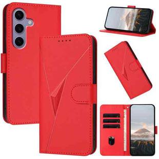 For Samsung Galaxy S25 5G Triangle Pattern Buckle Clasp Leather Phone Case(Red)