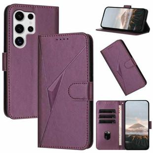 For Samsung Galaxy S25 Ultra 5G Triangle Pattern Buckle Clasp Leather Phone Case(Dark Purple)