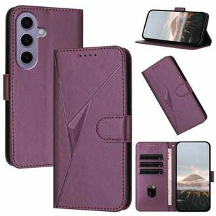 For Samsung Galaxy S24 5G Triangle Pattern Buckle Clasp Leather Phone Case(Dark Purple)