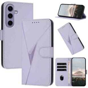 For Samsung Galaxy S24 5G Triangle Pattern Buckle Clasp Leather Phone Case(Light Purple)