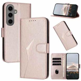 For Samsung Galaxy S24+ 5G Triangle Pattern Buckle Clasp Leather Phone Case(Rose Gold)