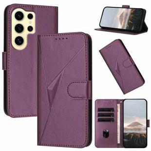 For Samsung Galaxy S24 Ultra 5G Triangle Pattern Buckle Clasp Leather Phone Case(Dark Purple)