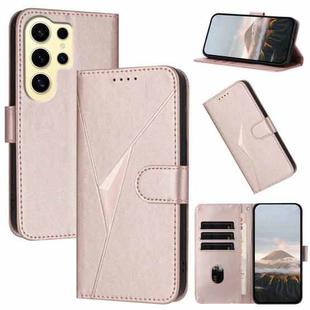 For Samsung Galaxy S24 Ultra 5G Triangle Pattern Buckle Clasp Leather Phone Case(Rose Gold)