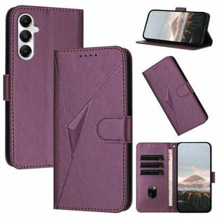 For Samsung Galaxy S24 FE 5G Triangle Pattern Buckle Clasp Leather Phone Case(Dark Purple)