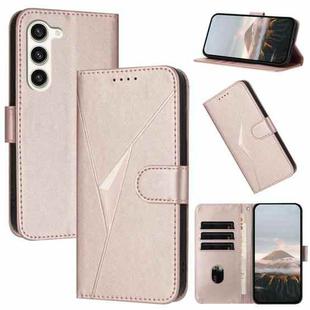 For Samsung Galaxy S23 5G Triangle Pattern Buckle Clasp Leather Phone Case(Rose Gold)