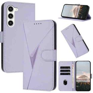 For Samsung Galaxy S23 5G Triangle Pattern Buckle Clasp Leather Phone Case(Light Purple)