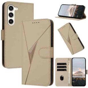 For Samsung Galaxy S23+ 5G Triangle Pattern Buckle Clasp Leather Phone Case(Gold)