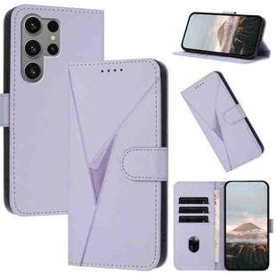 For Samsung Galaxy S23 Ultra 5G Triangle Pattern Buckle Clasp Leather Phone Case(Light Purple)