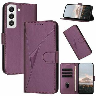 For Samsung Galaxy S22 5G Triangle Pattern Buckle Clasp Leather Phone Case(Dark Purple)