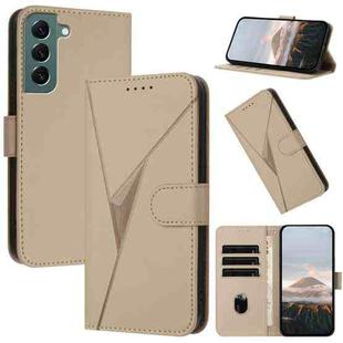 For Samsung Galaxy S22+ 5G Triangle Pattern Buckle Clasp Leather Phone Case(Gold)