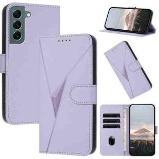 For Samsung Galaxy S22+ 5G Triangle Pattern Buckle Clasp Leather Phone Case(Light Purple)