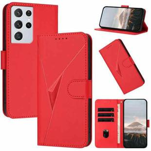 For Samsung Galaxy S21 Ultra 5G Triangle Pattern Buckle Clasp Leather Phone Case(Red)