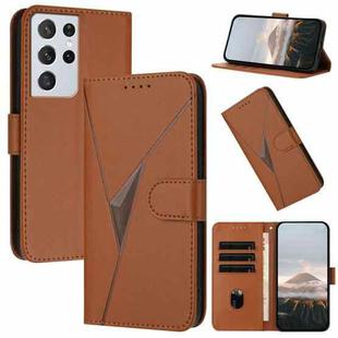 For Samsung Galaxy S21 Ultra 5G Triangle Pattern Buckle Clasp Leather Phone Case(Brown)