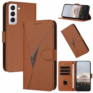 For Samsung Galaxy S21 FE 5G Triangle Pattern Buckle Clasp Leather Phone Case(Brown)