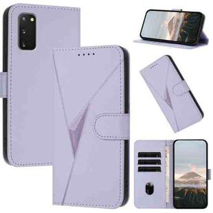 For Samsung Galaxy S20 FE 5G Triangle Pattern Buckle Clasp Leather Phone Case(Light Purple)