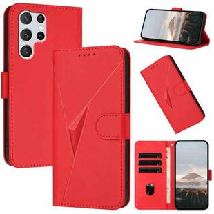 For Samsung Galaxy S22 Ultra 5G Triangle Pattern Buckle Clasp Leather Phone Case(Red)