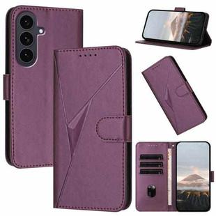 For Samsung Galaxy S25 FE 5G Triangle Pattern Buckle Clasp Leather Phone Case(Dark Purple)