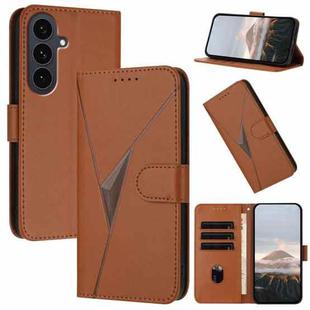 For Samsung Galaxy S25 FE 5G Triangle Pattern Buckle Clasp Leather Phone Case(Brown)