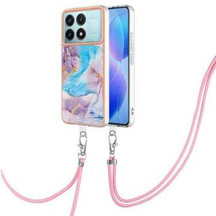 For Xiaomi Poco F6 Pro 5G Electroplating Pattern IMD TPU Shockproof Case with Neck Lanyard(Milky Way Blue Marble)