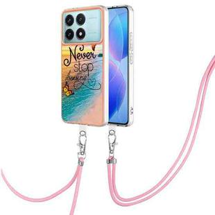 For Xiaomi Poco F6 Pro 5G Electroplating Pattern IMD TPU Shockproof Case with Neck Lanyard(Dream Chasing Butterfly)