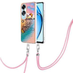 For OPPO A60 Electroplating Pattern IMD TPU Shockproof Case with Neck Lanyard(Dream Chasing Butterfly)
