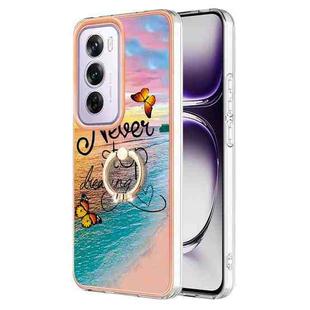 For OPPO Reno12 Pro Global Electroplating Pattern IMD TPU Shockproof Case with Rhinestone Ring Holder(Dream Chasing Butterfly)