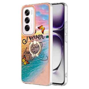 For OPPO Reno12 Global Electroplating Pattern IMD TPU Shockproof Case with Rhinestone Ring Holder(Dream Chasing Butterfly)