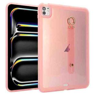 For iPad Pro 13 2024 Wristband Holder PC Hybrid TPU Soft Tablet Case(Pink)