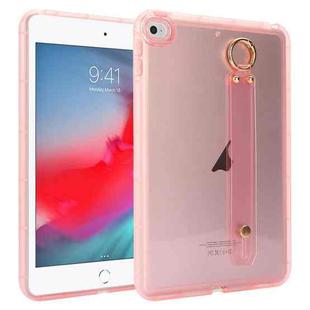 For iPad mini 5 / 4 Wristband Holder PC Hybrid TPU Soft Tablet Case(Pink)