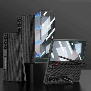 For Samsung Galaxy Z Fold6 GKK Integrated Magnetic Leather Flip Phone Case with Pen Box, Not Included Pen(Carbon Fiber)