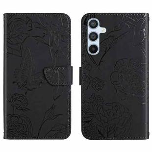 For Samsung Galaxy S25 FE 5G Skin Feel Butterfly Embossed Flip Leather Phone Case(Black)