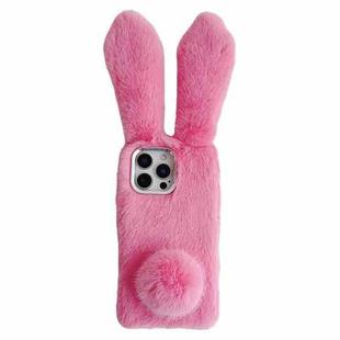 For iPhone 16 Pro Max Solid Color Plush Rabbit TPU Phone Case(Pink)