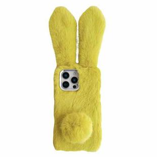 For iPhone 16 Pro Max Solid Color Plush Rabbit TPU Phone Case(Light Green)