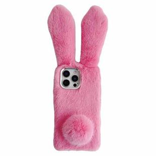 For iPhone 15 Pro Max Solid Color Plush Rabbit TPU Phone Case(Pink)