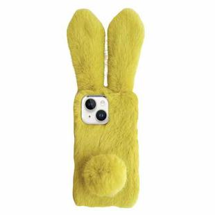 For iPhone 15 Solid Color Plush Rabbit TPU Phone Case(Light Green)